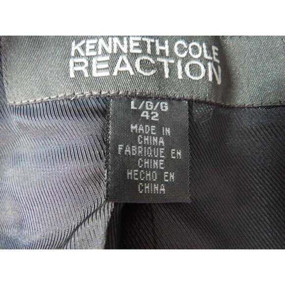 Kenneth Cole Reaction Mens Blazer Large 42 Wool Plaid Black Tweed Sport Coat - Picture 5 of 13